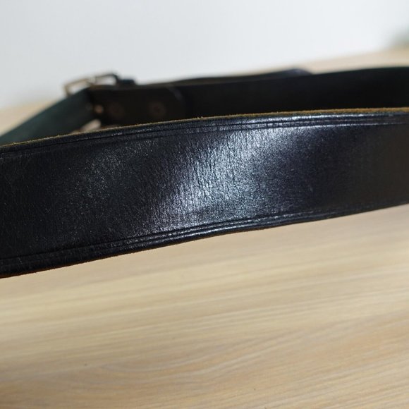 Belt‎ Mens Leather Black Buckle 44 Casual Adult Basic Dress Work Hand Crafted - Picture 7 of 12